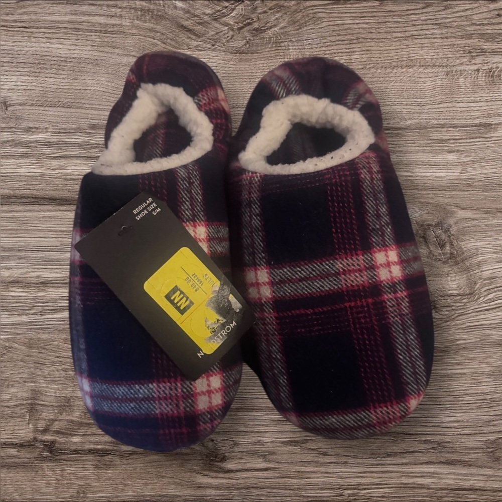 Nordstrom Plaid Slippers S/M NWT | Cozy Cabin Chic Soft Indoor House Shoes